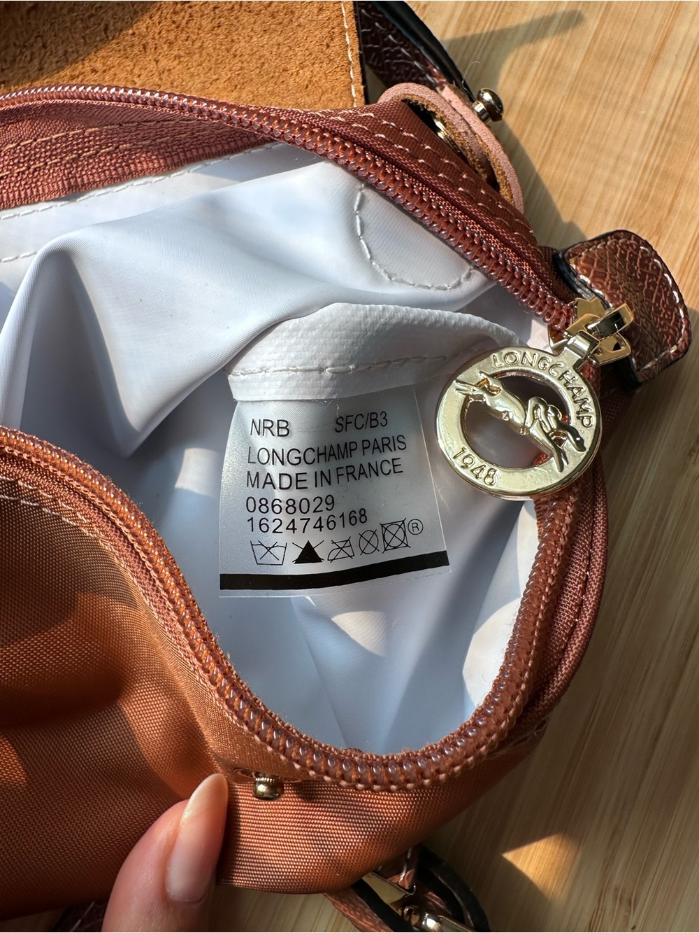 Longchamp original le pliage mini cognac brown color with strap - Picture 10 of 10